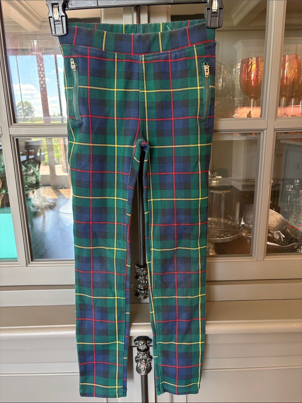 Girls Plaid Zipper Ponte Knit leggings